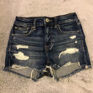 ae ripped jean shorts